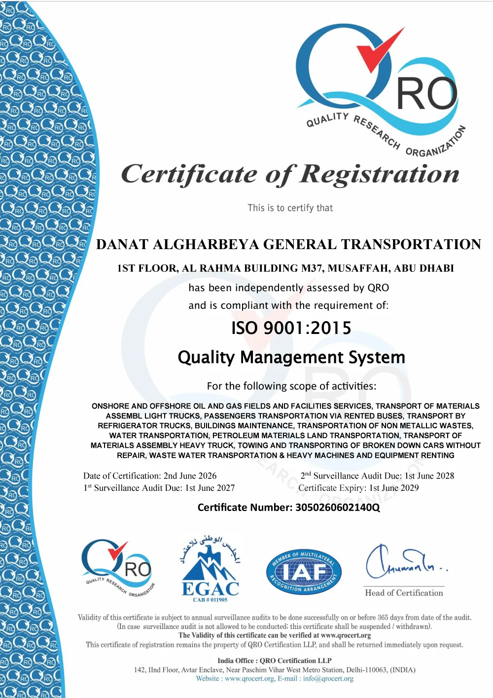 ISO 9001:2015 Quality Certificate
